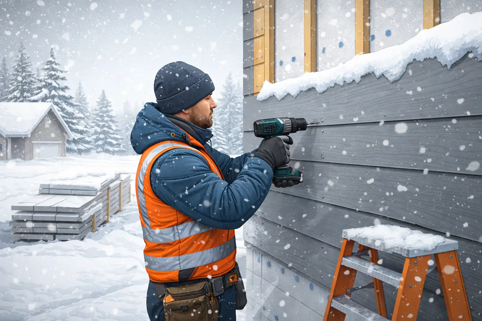 Можно ли монтировать фиброцементный сайдинг зимой